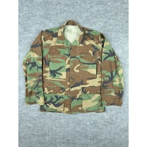 Vintage 1986 US Army Woodland Camo BDU‎ Jacket Ripstop Combat Coat Small Short